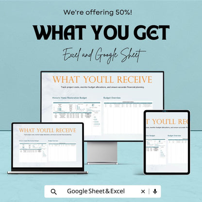 Countertop Replacement Budget Sheet | Kitchen Remodel Cost Tracker | Excel & Google Sheets | Renovation Estimate Template