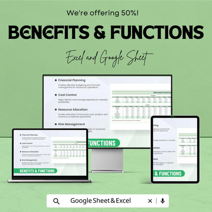Restaurant Cash Flow Forecast Template , Restaurant Financial Planner, Food Business Budget Tracker, Restaurant Expense and Revenue sheet