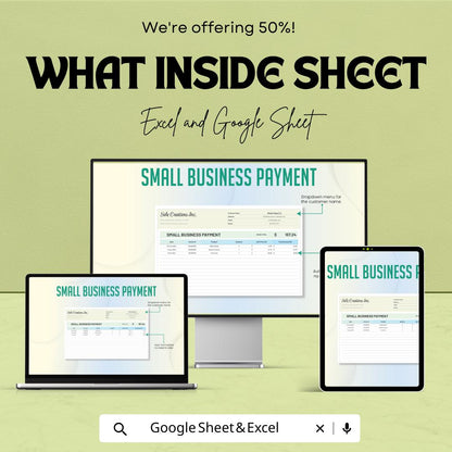 Small Business Payment Tracker Spreadsheet - Excel & Google Sheet Template for Payment Logs, Invoices, and Expenses