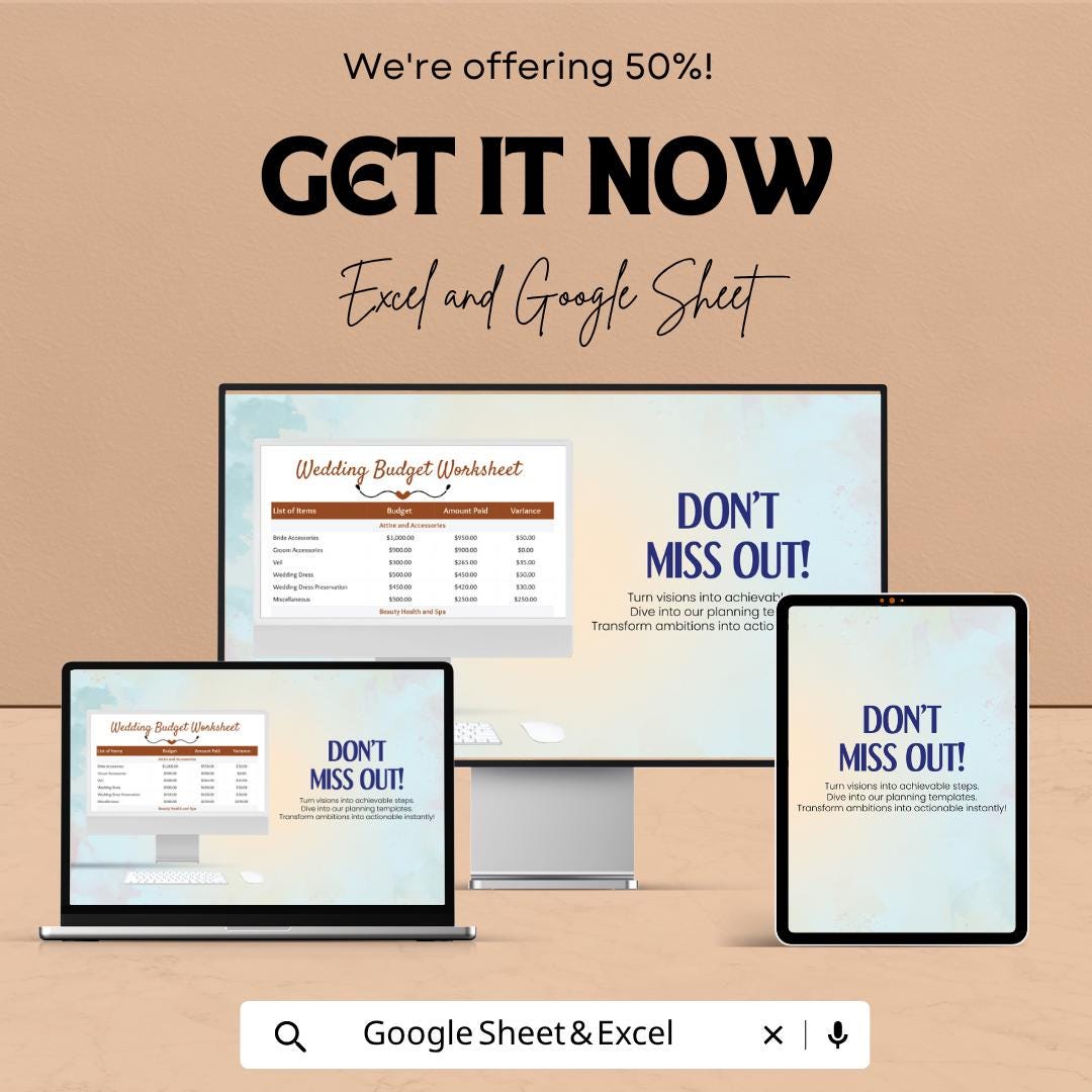 Wedding Budget Planner Template | Wedding Expense Spreadsheet | Event Budget Tracker | Excel & Google Sheets | Wedding Cost Planning