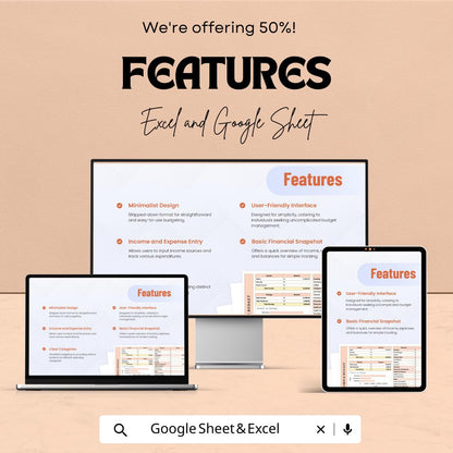 Simple Budget Template | Excel and Google Sheets | Monthly Expense Tracker | Personal Finance Planner | Income & Expense Spreadsheet