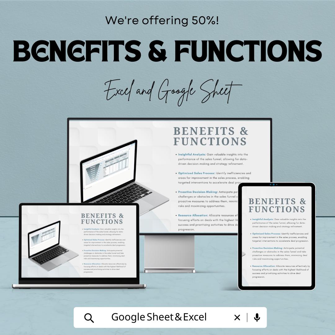 Sales Deal Funnel Analysis Template | Excel & Google Sheets Sales Pipeline Tracker | Conversion Rate Dashboard | Sales Performance Report