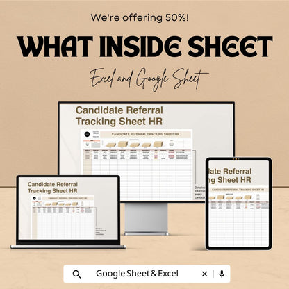 Candidate Referral Tracking Sheet HR Template | Employee Referral Program Tracker | Recruitment Pipeline Spreadsheet