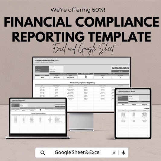 Financial Compliance Reporting Template | Compliance Tracker Spreadsheet | Regulatory Reporting Tool | Audit & Data Management Template