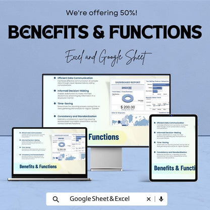 Dashboard Report Template | Excel & Google Sheets | KPI Dashboard | Business Analytics | Sales Report Template | Data Visualization Tool