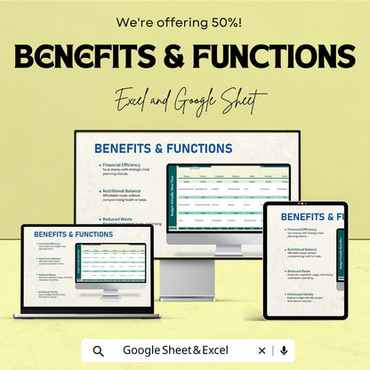 Budget-Friendly Meal Plan Sheet | Excel & Google Sheet Template for Smart Meal Planning