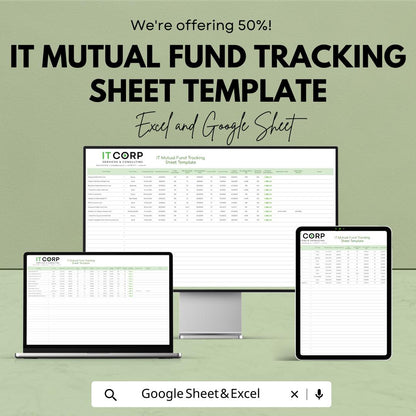 IT Mutual Fund Tracker Excel Template | Investment Portfolio Tracker | Mutual Fund Spreadsheet | Investment Tracking Sheet