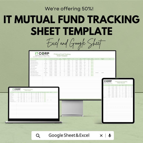 IT Mutual Fund Tracker Excel Template | Investment Portfolio Tracker | Mutual Fund Spreadsheet | Investment Tracking Sheet