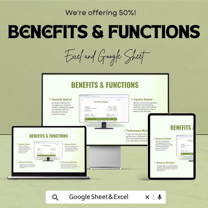 Operating Budget Template | Business Operating Budget Spreadsheet | Excel and Google Sheets Budget Planner | Expense & Income Tracker