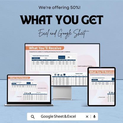 Finance Credit Compliance Tracking Template | Credit Monitoring Spreadsheet | Compliance Tracker | Financial Compliance Tool