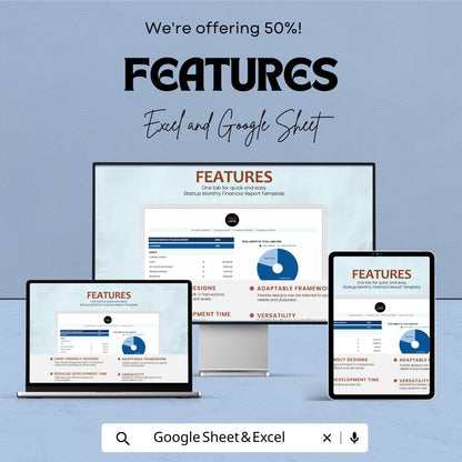 Startup Monthly Financial Report Template | Startup Finance Tracker | Monthly Business Report | Investor Financial Summary
