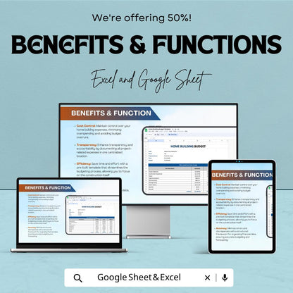 Home Building Budget Template | Construction Budget Planner Excel & Google Sheets | House Build Cost Tracker | Building Expense Spreadsheet
