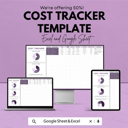 Cost Tracker Template | Expense Tracking Spreadsheet | Budget and Cost Management Sheet | Excel & Google Sheets