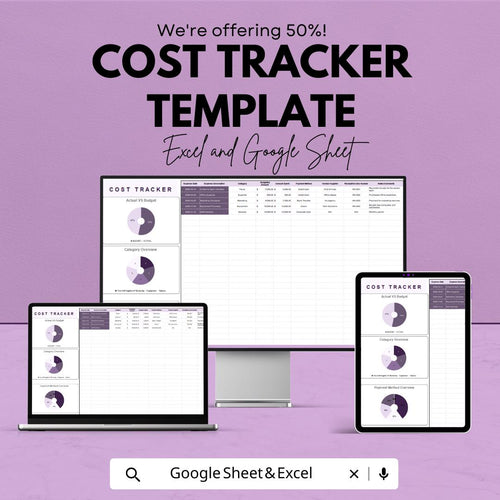 Cost Tracker Template | Expense Tracking Spreadsheet | Budget and Cost Management Sheet | Excel & Google Sheets