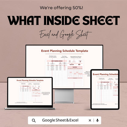 Event Planning Schedule Template | Event Planner Spreadsheet | Event Checklist & Timeline | Party Wedding Planner