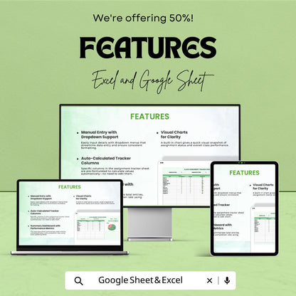 Class Assignment Tracker | Student Planner Google Sheets | Homework Tracker Template | Assignment Organizer | School Productivity Planner
