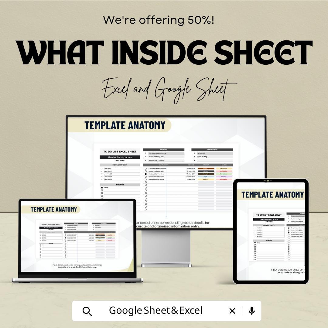 To Do List Excel Sheet | Task Management & Productivity Planner | Google Sheet Template for Organizing Tasks