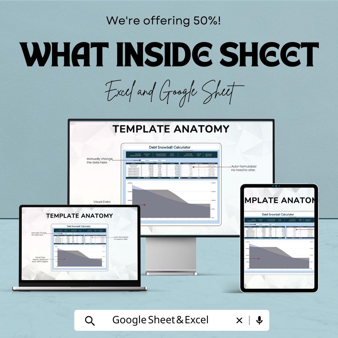 Debt Snowball Calculator Template | Debt Payoff Tracker | Loan Reduction Spreadsheet | Financial Planning Tool | Budget Template