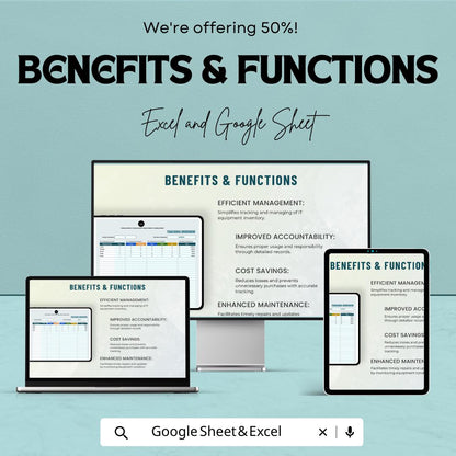Administration IT Equipment Tracking Template | IT Asset Inventory Spreadsheet | Equipment Management Log | Office IT Tracker