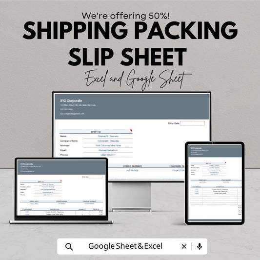 Shipping Packing Slip Sheet | Excel & Google Sheets Template | Shipping Label Template | Order Fulfillment Tracker | Packing List Generator