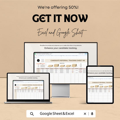 Candidate Referral Tracking Sheet HR Template | Employee Referral Program Tracker | Recruitment Pipeline Spreadsheet