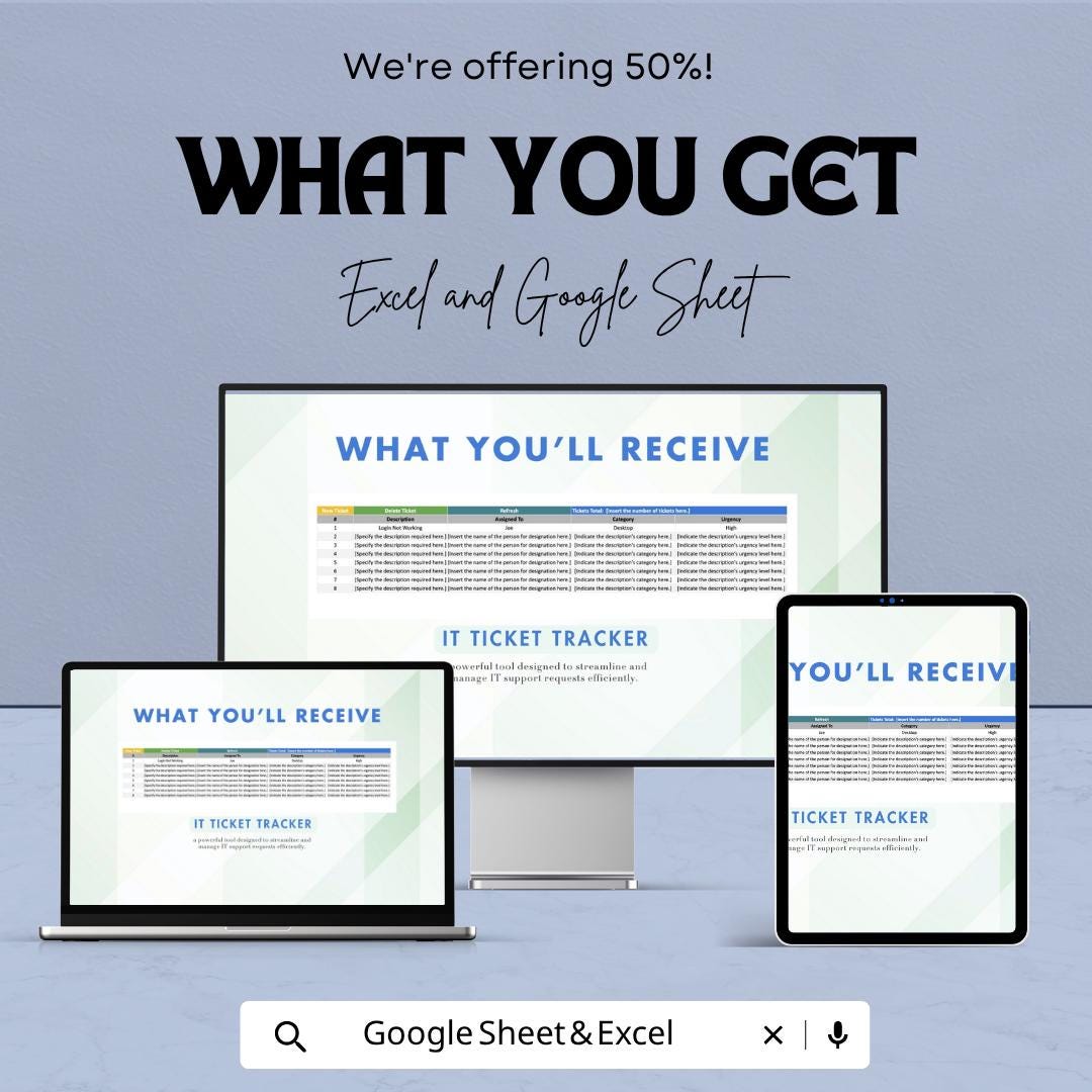 IT Ticket Tracker Template | Help Desk Ticket System Spreadsheet | IT Support Tracker | Issue Tracking Template