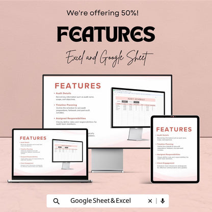 Internal Audit Schedule Template | Audit Tracker Spreadsheet | Compliance Planner | Audit Log Dashboard | Business Audit Tool
