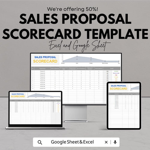 Sales Proposal Scorecard Template | Excel & Google Sheets | Proposal Evaluation Form | Sales Tracker | Weighted Scoring Sheet