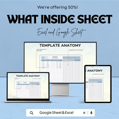 Bill Paying Checklist Template - Google Sheets, Bill Organizer, Payment Tracker, Monthly Bill Checklist, Budgeting Tool, Digital Download