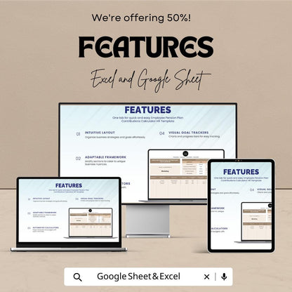 Employee Pension Plan Contributions Calculator HR Sheet | Excel & Google Sheet Template | Easy HR Management Tool | Instant Download