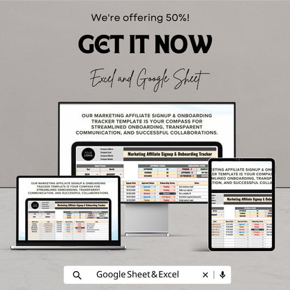 Marketing Affiliate Signup & Onboarding Tracker Template | Affiliate Program Management | Partner Tracking sheet | Business CRM Template