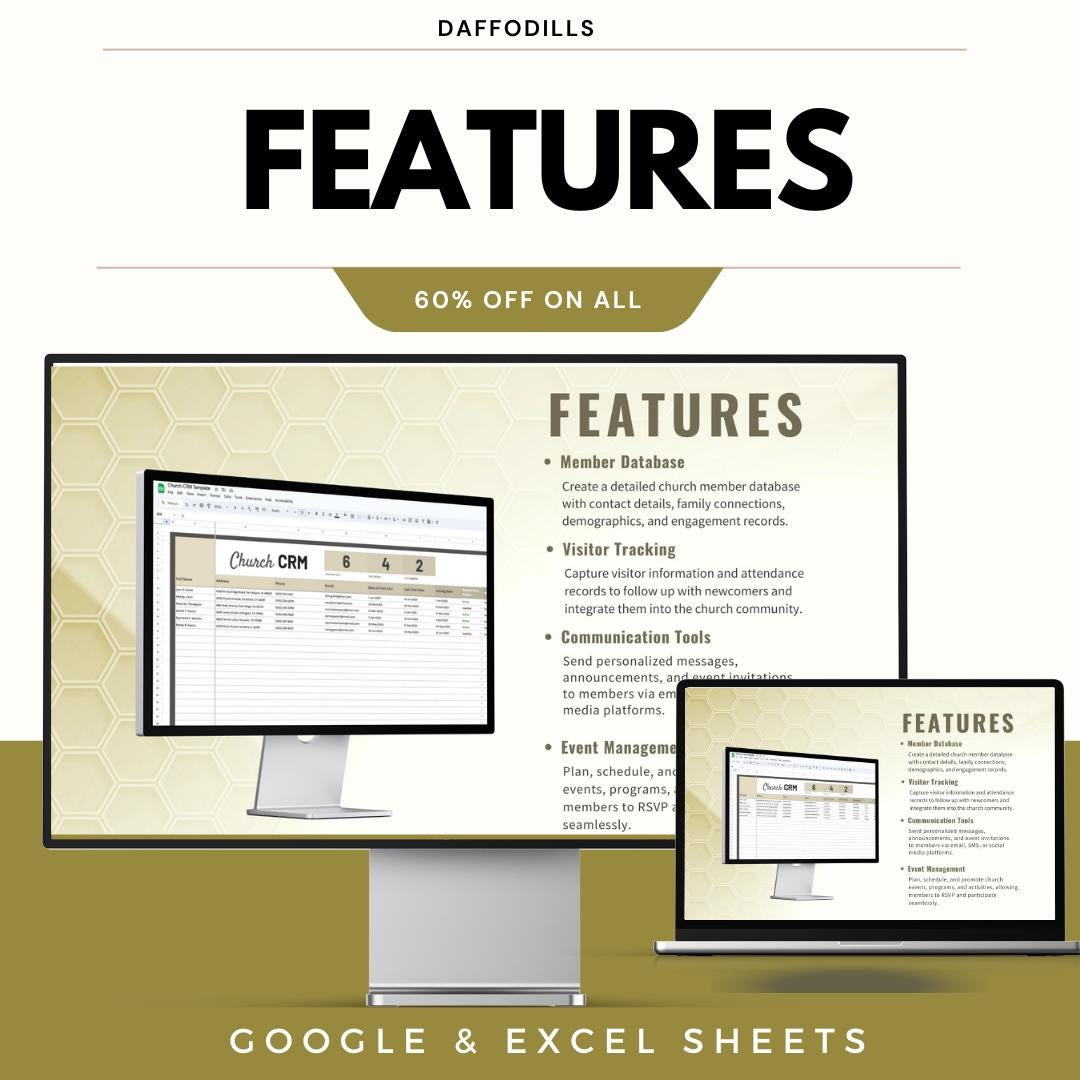 Church CRM Template, Church Member Management System, Ministry Database Tracker, Church Records Sheet, Google Sheets Excel