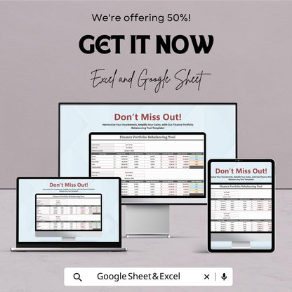 Finance Portfolio Rebalancing Tool Template | Investment Rebalancing Spreadsheet | Asset Allocation Tracker | Excel & Google Sheets
