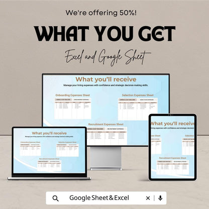Hiring Costs Tracker Template | Recruitment Budget Spreadsheet Excel & Google Sheets | HR Expense Dashboard | Hiring Budget Planner