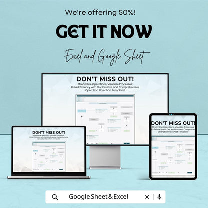 50% Off | Operation Flowchart Sheet Template for Process Mapping | Visualize & Optimize Operations | Excel and Google Sheets