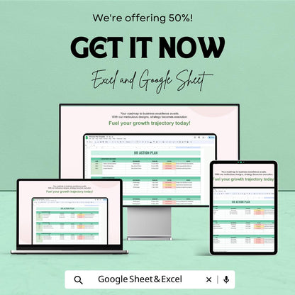 HR Action Plan Template | HR Strategy Planner | Human Resources Planning Spreadsheet | Excel & Google Sheets Workforce Management Tool