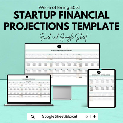 Startup Financial Projections Template | Excel & Google Sheets | Financial Forecast Model | Business Financial Planning Spreadsheet