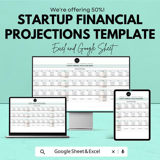 Startup Financial Projections Template | Excel & Google Sheets | Financial Forecast Model | Business Financial Planning Spreadsheet