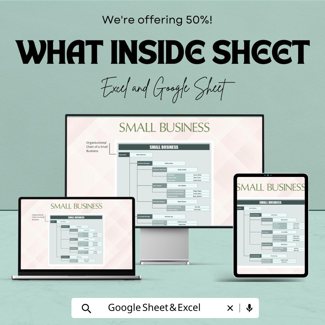 Small Business Org Chart Template | Organizational Chart Google Sheet | Team Structure Planner | Editable Business Sheet | Staff Management