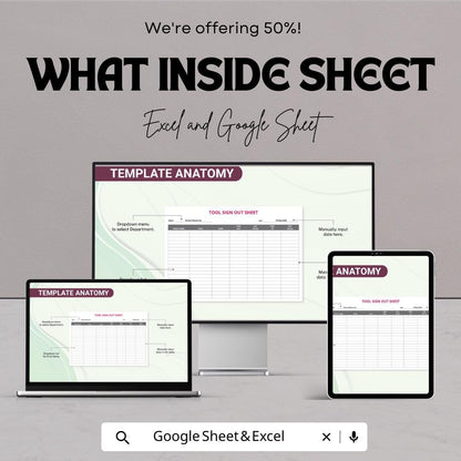 Tool Sign Out Sheet Template | Equipment Sign Out Log | Editable Borrowing Tracker | Workplace Tool Checkout Form