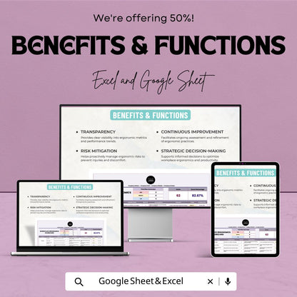 Workplace Ergonomics Scorecard Template | | Ergonomic Assessment Tool | KPI Tracking Spreadsheet