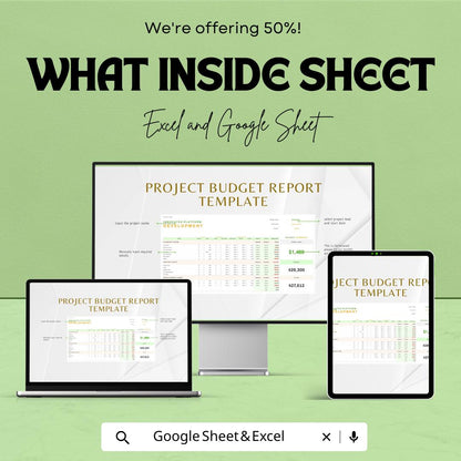 Project Budget Report Template Excel & Google Sheets | Project Cost Tracker | Budget Analysis Report | Expense Tracking Dashboard