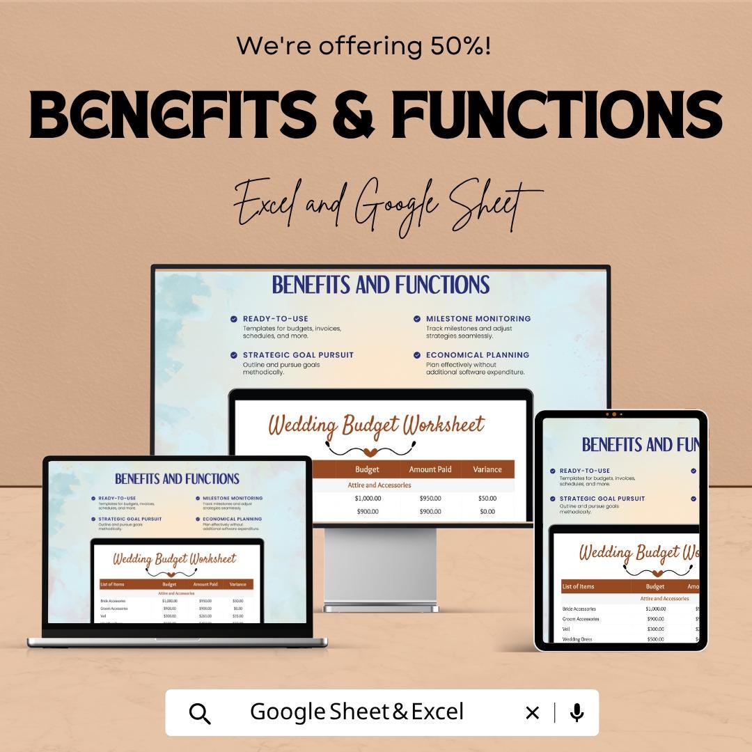 Wedding Budget Planner Template | Wedding Expense Spreadsheet | Event Budget Tracker | Excel & Google Sheets | Wedding Cost Planning
