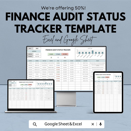 Finance Audit Status Tracker Template | Audit Management Spreadsheet | Audit Progress Tracker | Compliance Tracking Sheet