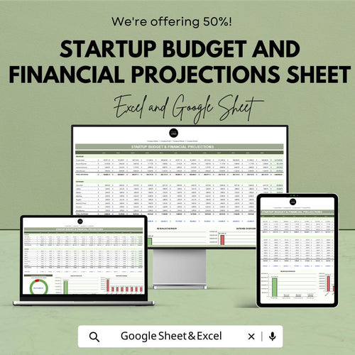 Startup Budget and Financial Projections Template | Excel & Google Sheets | Startup Planner, Business Forecast, Expense Tracker