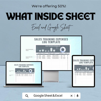 Sales Training Expenses Log Template | Sales Training Budget Tracker | Employee Training Cost Log | Training Expense Spreadsheet |