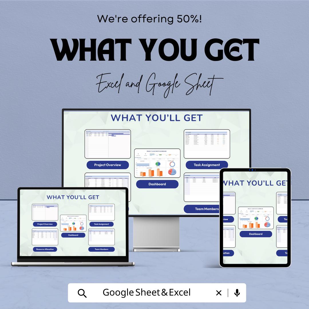 Project Assignment Template  | Team Task Assignment Tracker | Project Management Sheet | Task Allocation Planner | Work Assignment Template