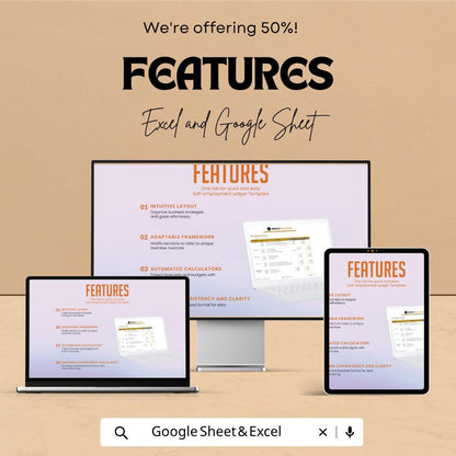 Self Employment Ledger Template | Small Business Bookkeeping Spreadsheet | Income Expense Tracker | Business Accounting Ledger