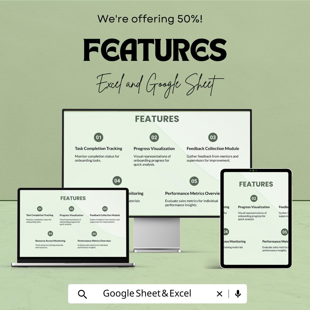 Sales New Hire Onboarding Progress Dashboard Template | Employee Training Tracker | HR Performance Dashboard | Excel & Google Sheet | Team