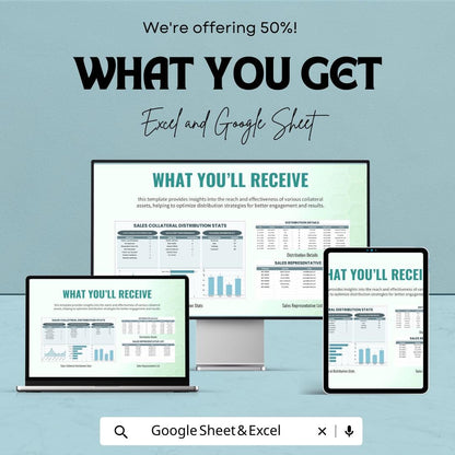 Sales Collateral Distribution Stats Template | Rep Performance Tracker | Distribution Metrics Report